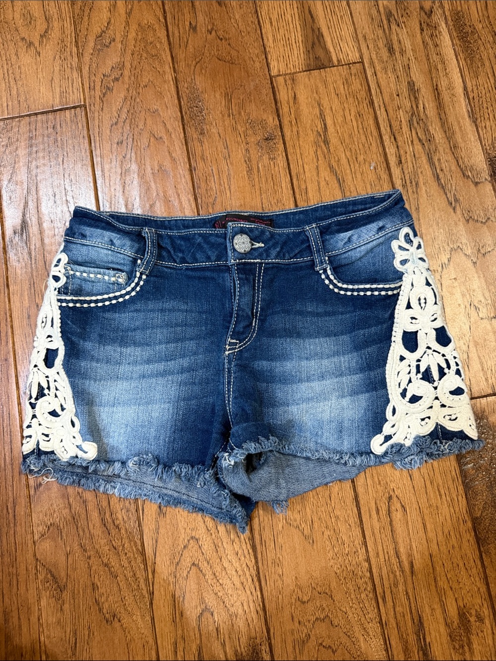 Blue Denim Lace-Trim Women's Shorts